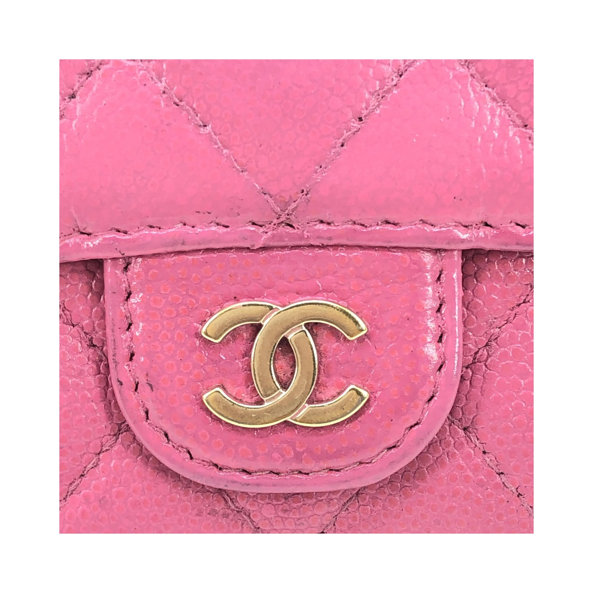 Pink Leather Quilted Flap Wallet