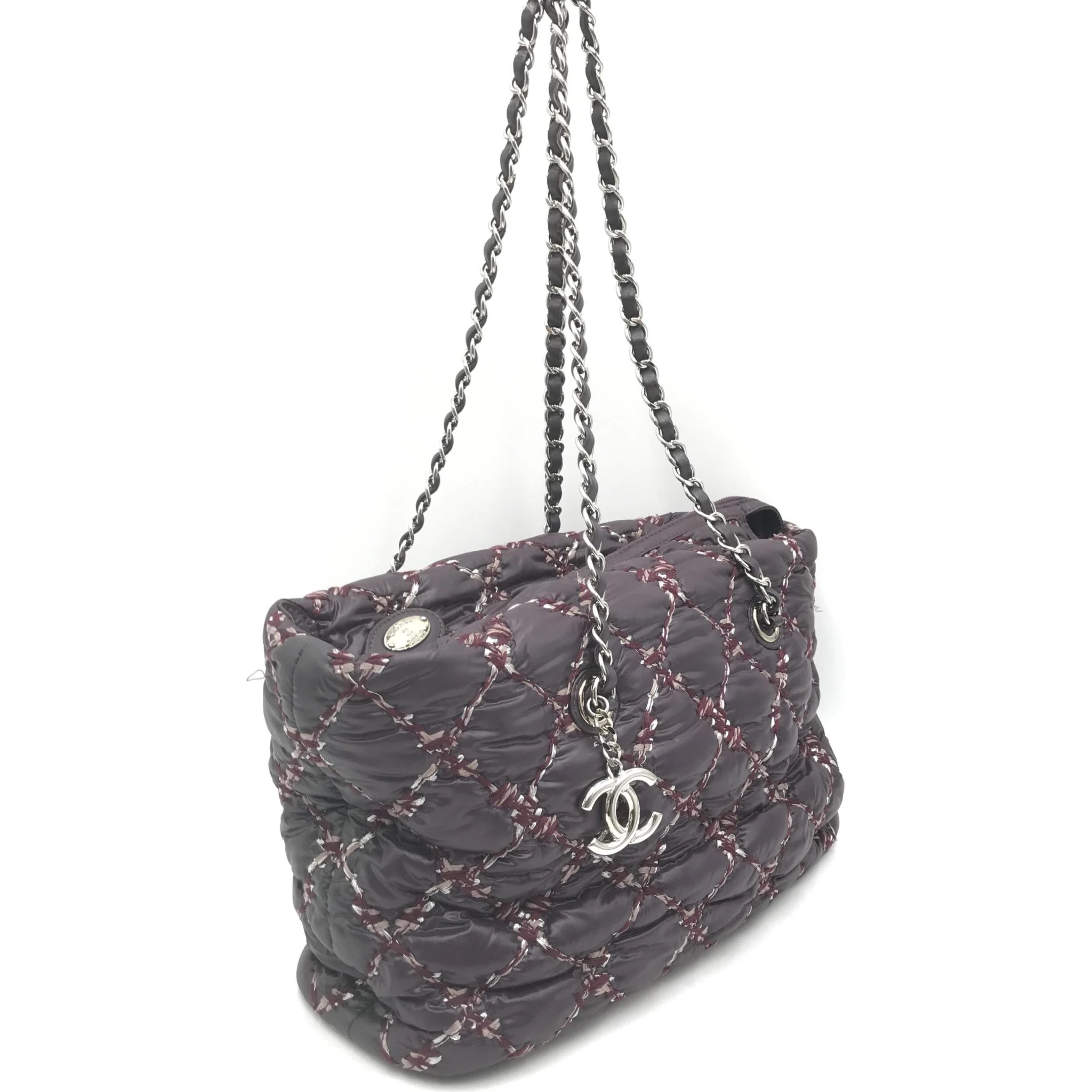 Paris-Byzance Chain Shoulder Bag Purple Nylon