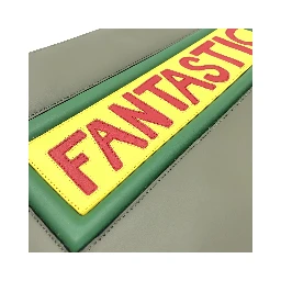 Moss Green Leather Clutch With Logo