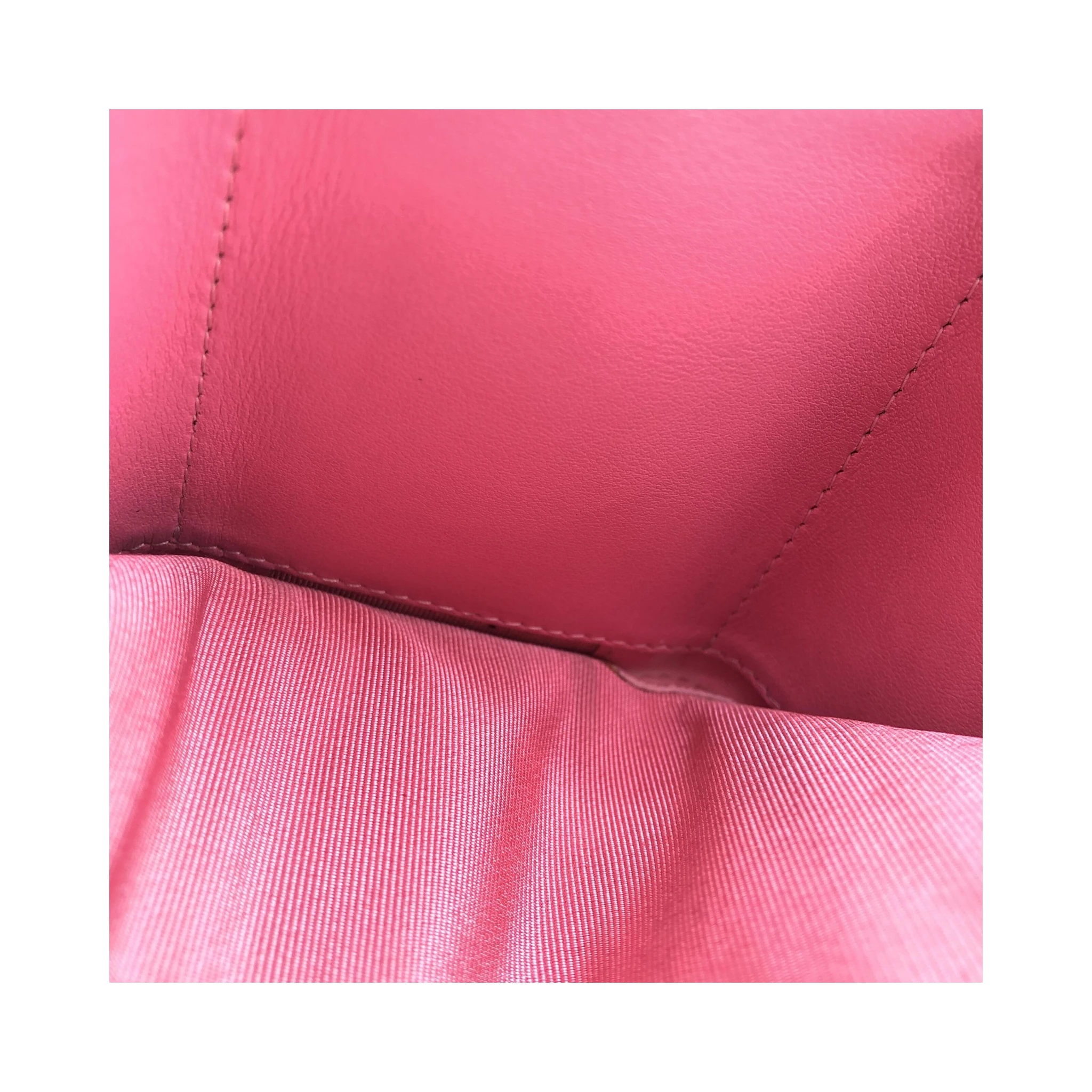 Pink Leather Quilted Flap Wallet