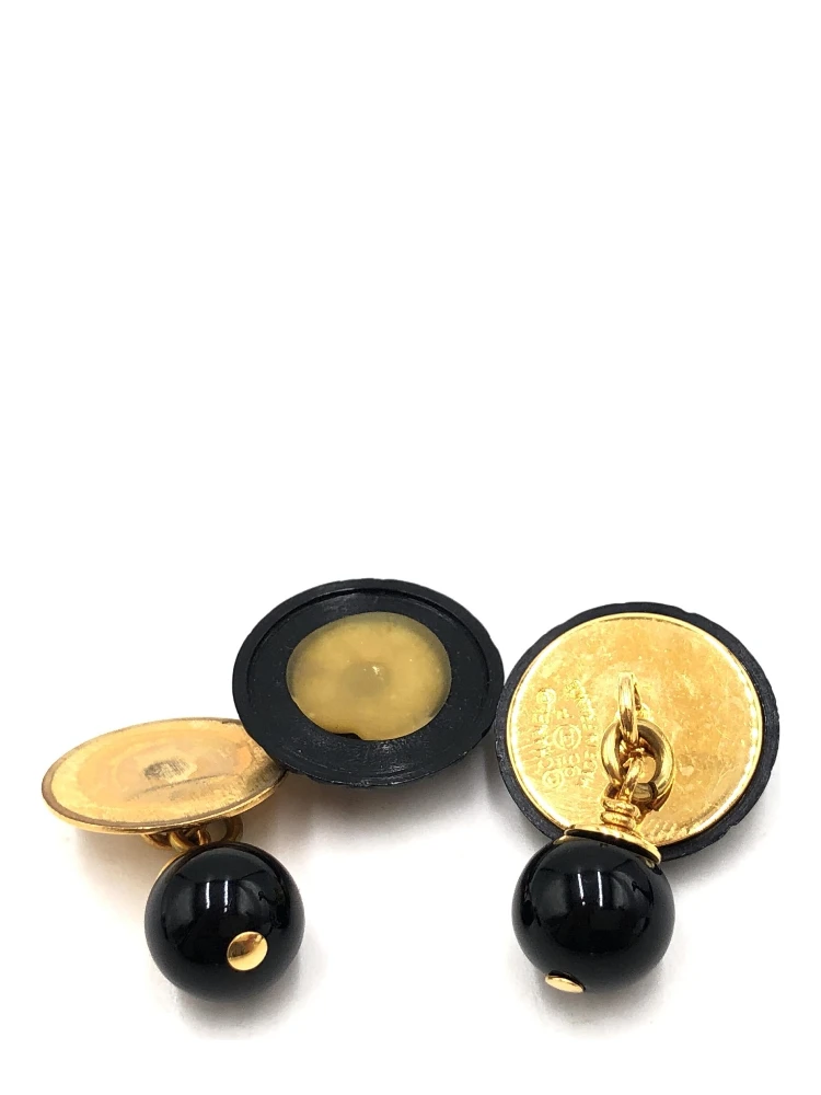 Matelasse Coco Mark Black Plastic Cufflinks