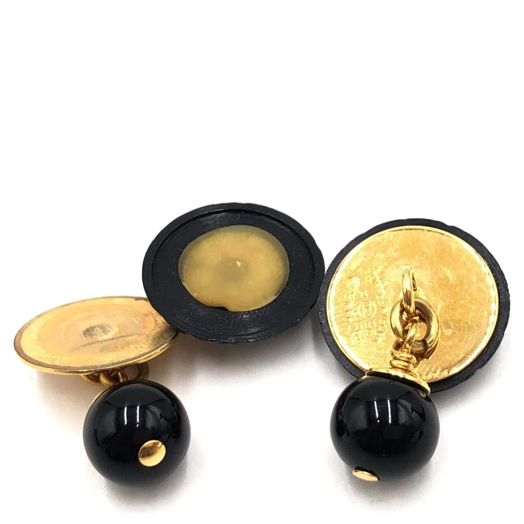Matelasse Coco Mark Black Plastic Cufflinks