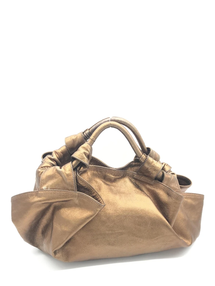 Metallic Bronze Nappa Aire Beige Shoulder Bag