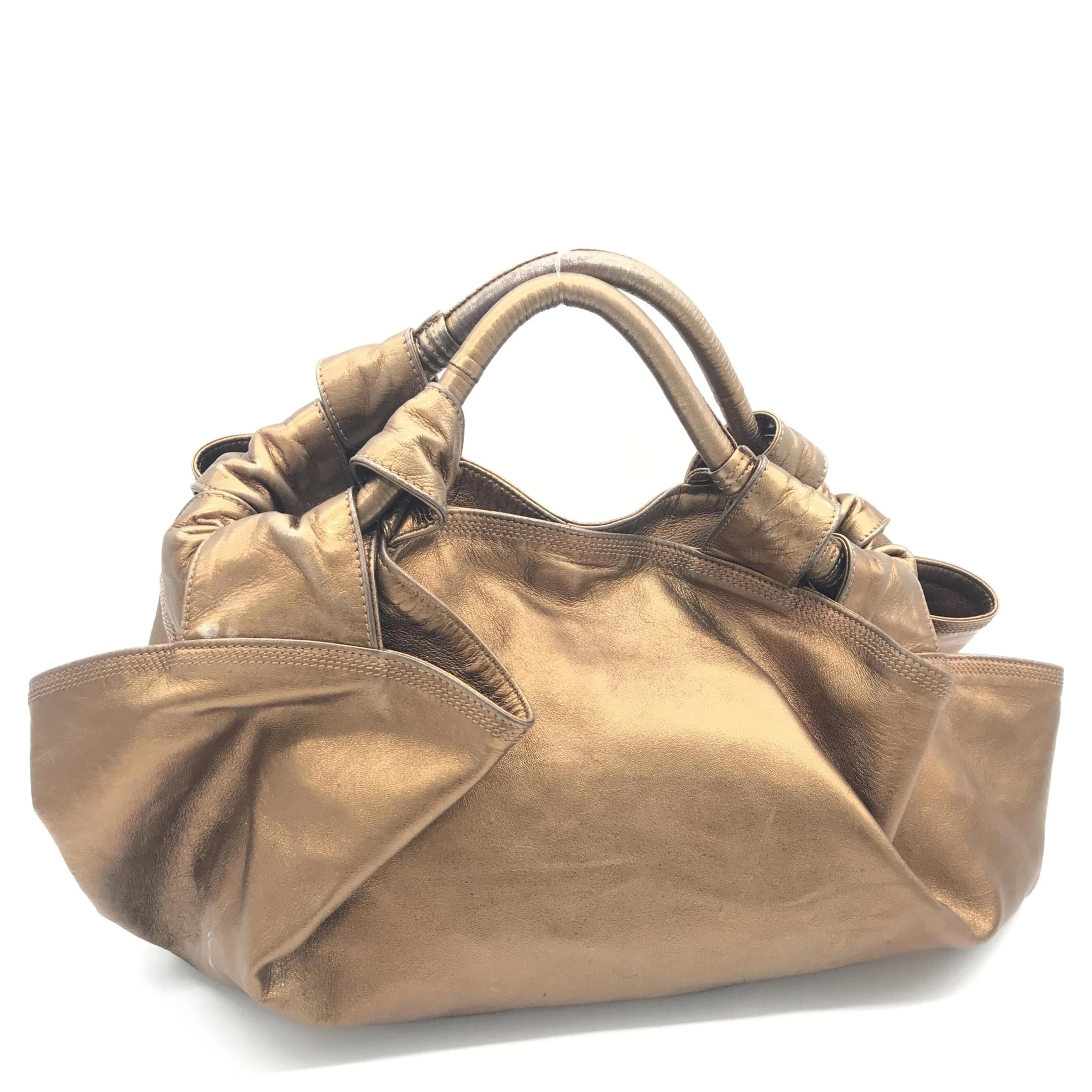 Metallic Bronze Nappa Aire Beige Shoulder Bag