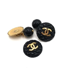 Matelasse Coco Mark Black Plastic Cufflinks