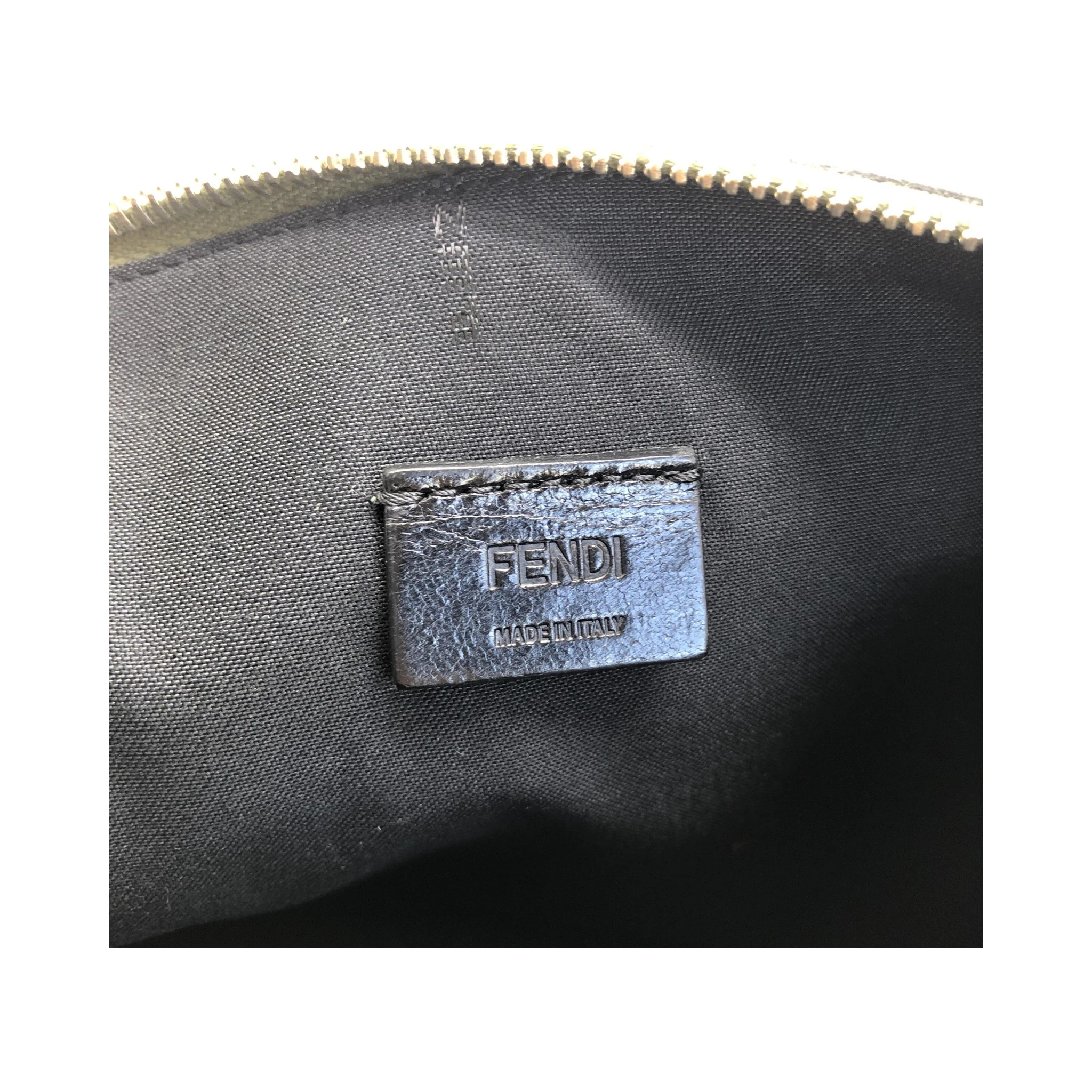 Moss Green Leather Clutch With Logo