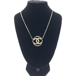 Gold Tone CC Circle Pendant Necklace