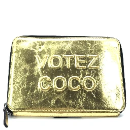 Gold Tone Votez Coco Zip Clutch