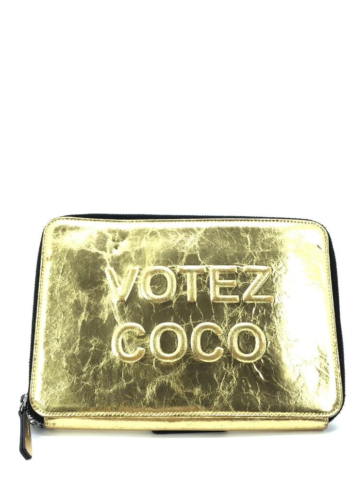 Gold Tone Votez Coco Zip Clutch alternative