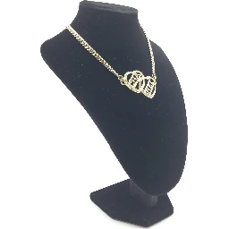 Gold Tone Heart Choker Necklace With Logo