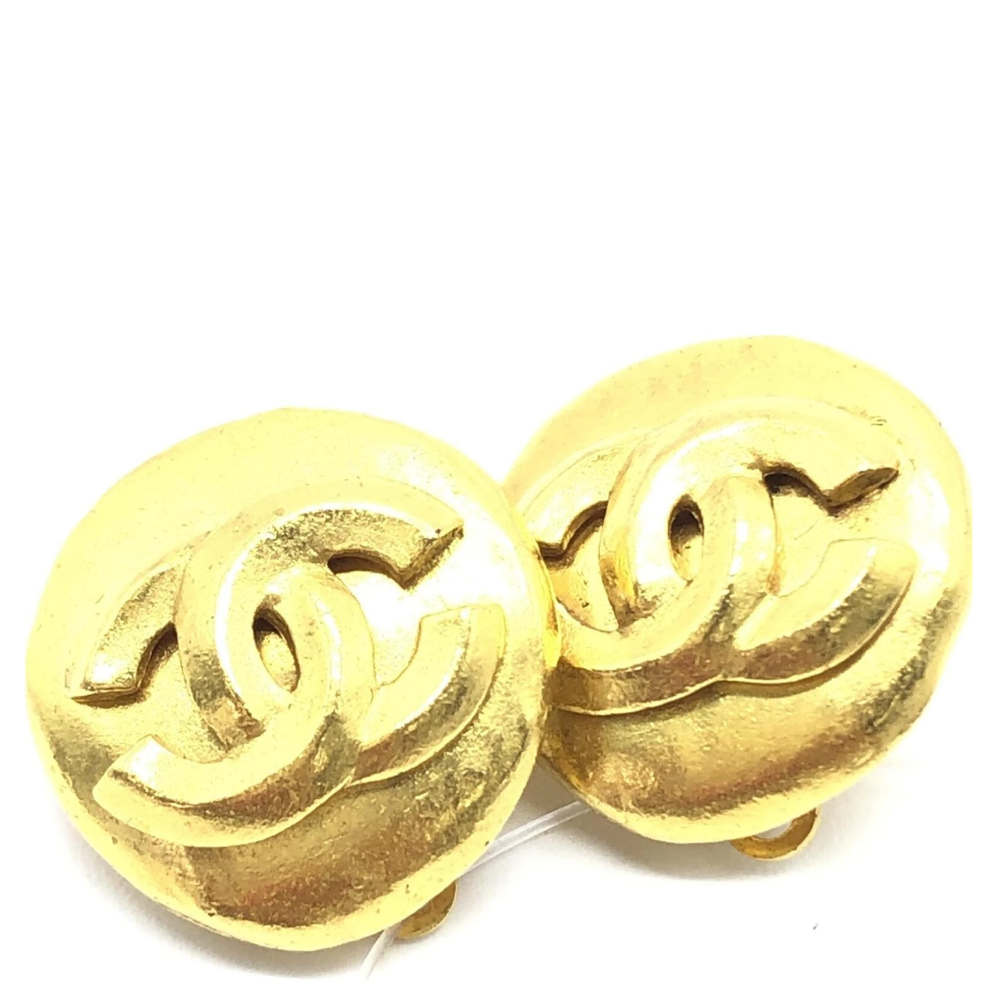 Gold Tone CC Clip-On Earrings