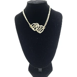 Gold Tone Heart Choker Necklace With Logo