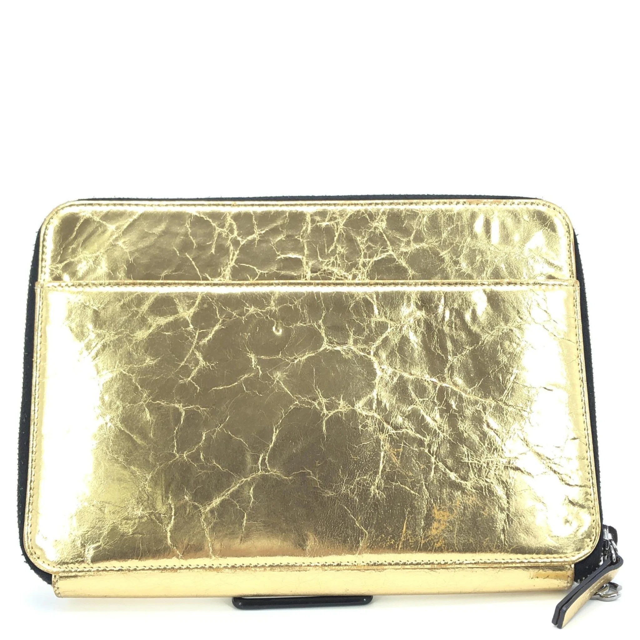 Gold Tone Votez Coco Zip Clutch