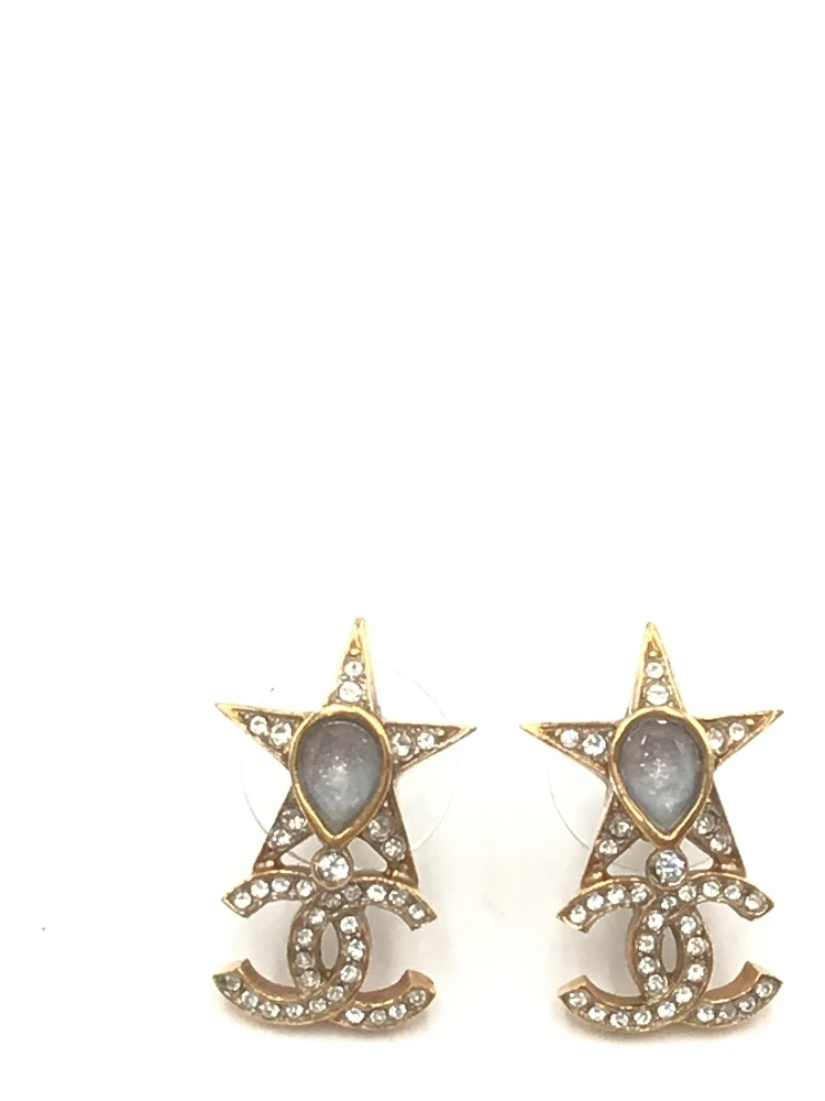 Gold Plated Star Coco Mark Earrings With Rhinestones alternative