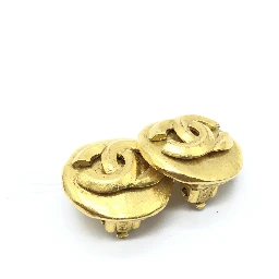 Gold Tone CC Clip-On Earrings