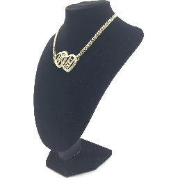 Gold Tone Heart Choker Necklace With Logo