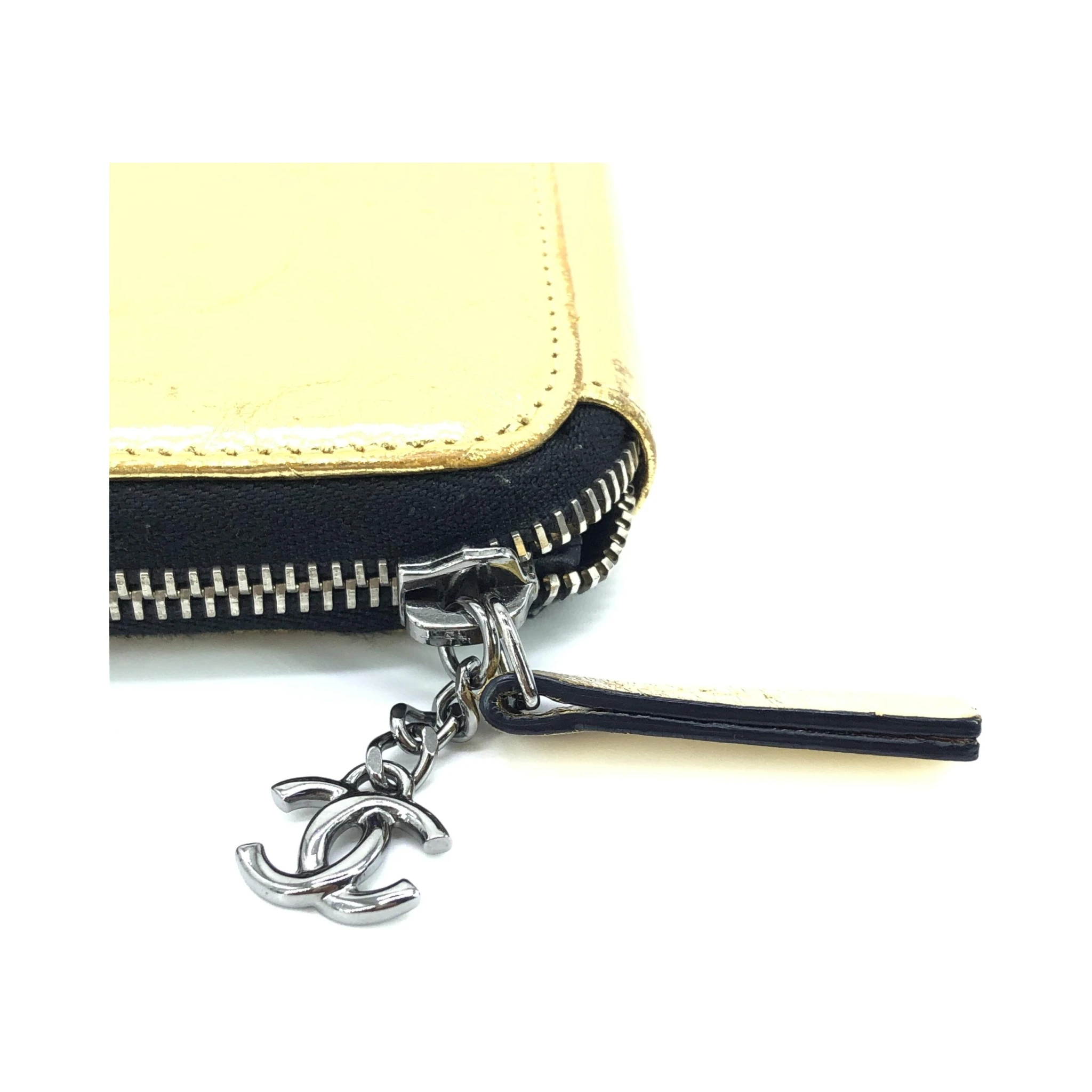 Gold Tone Votez Coco Zip Clutch