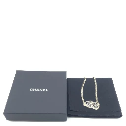 Gold Tone Heart Choker Necklace With Logo