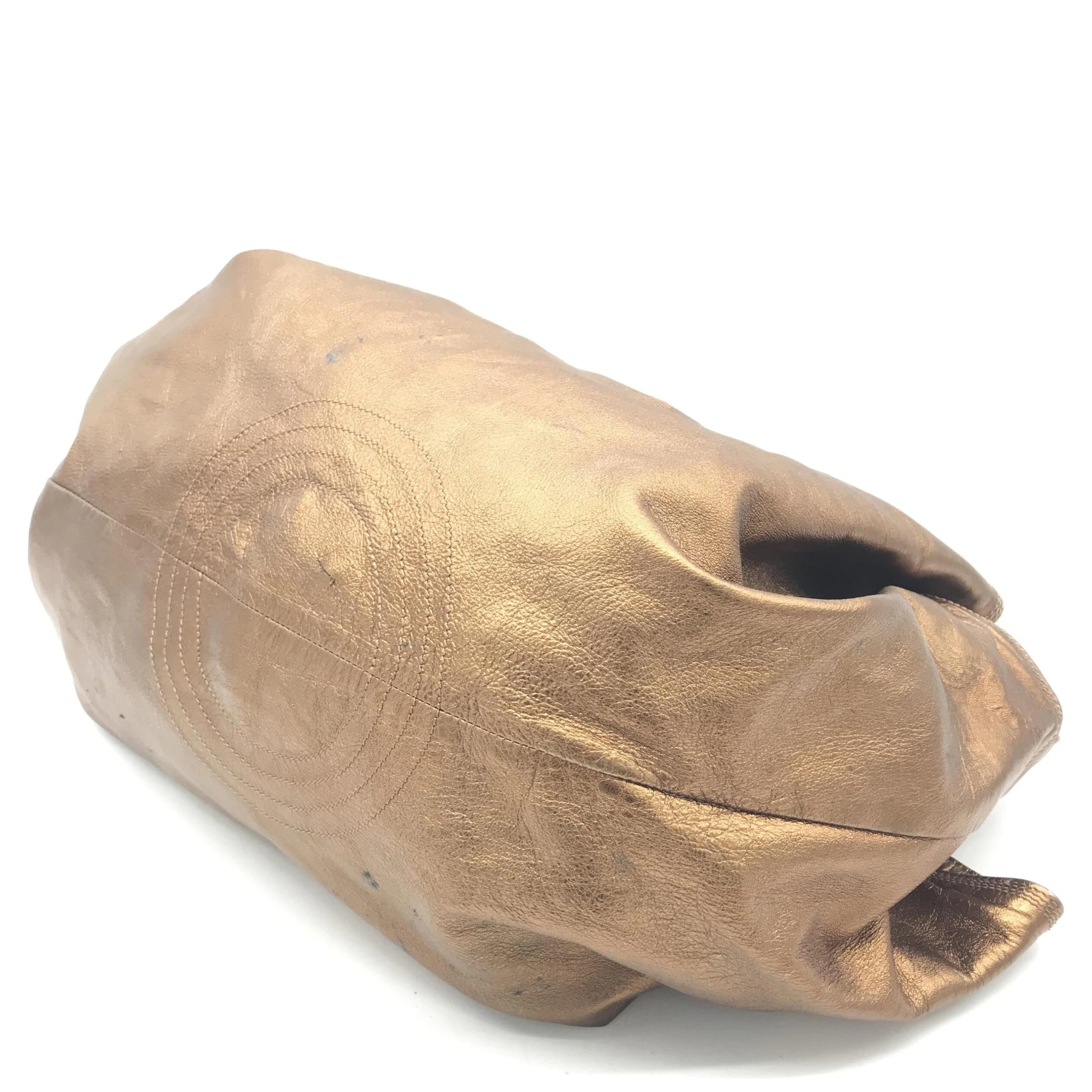 Metallic Bronze Nappa Aire Beige Shoulder Bag