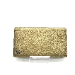 Gold Tone Caviar Leather Bifold Wallet
