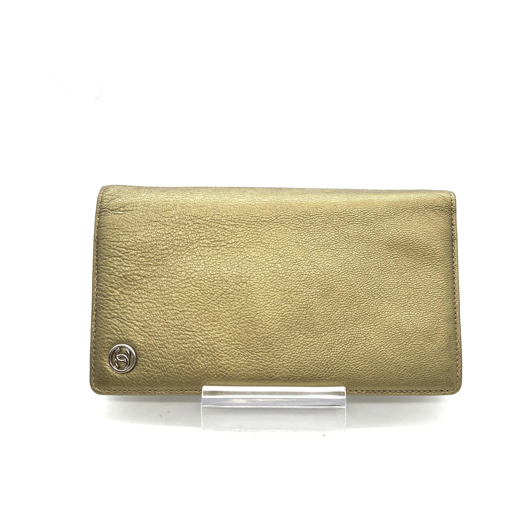 Gold Tone Caviar Leather Bifold Wallet