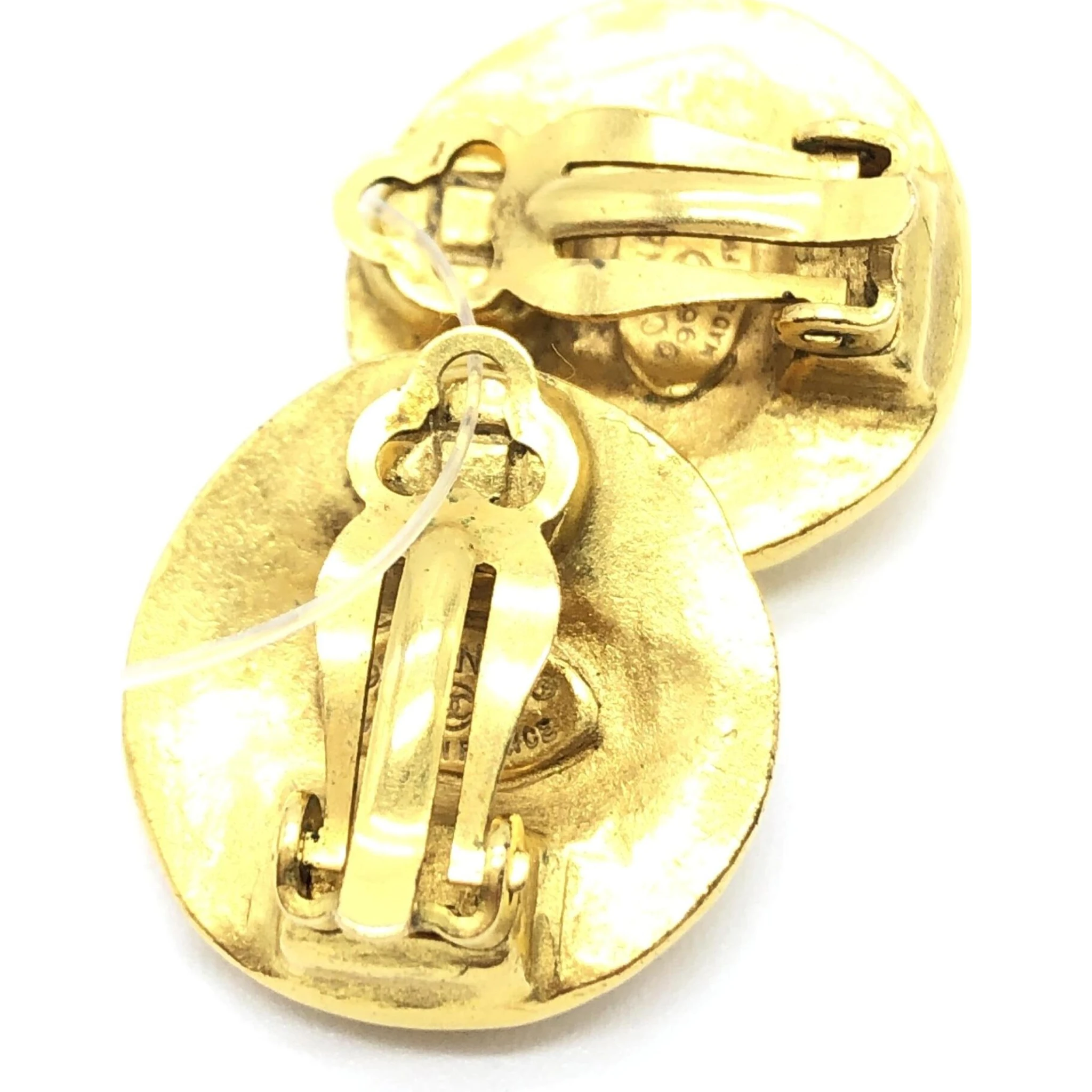 Gold Tone CC Clip-On Earrings