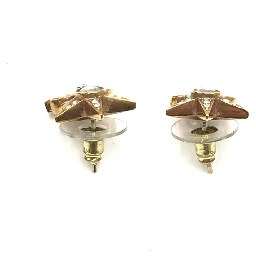 Gold Plated Star Coco Mark Earrings With Rhinestones
