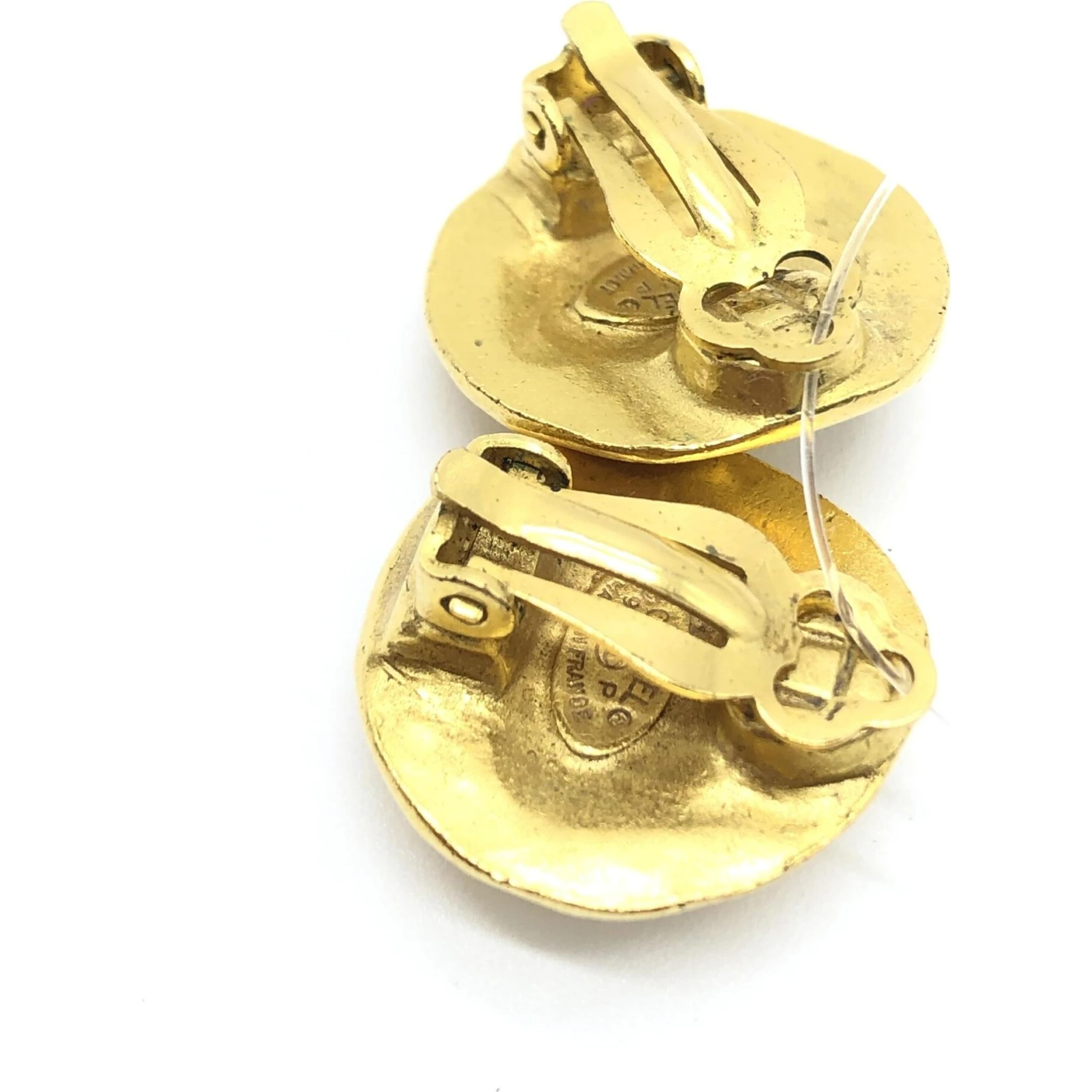 Gold Tone CC Clip-On Earrings