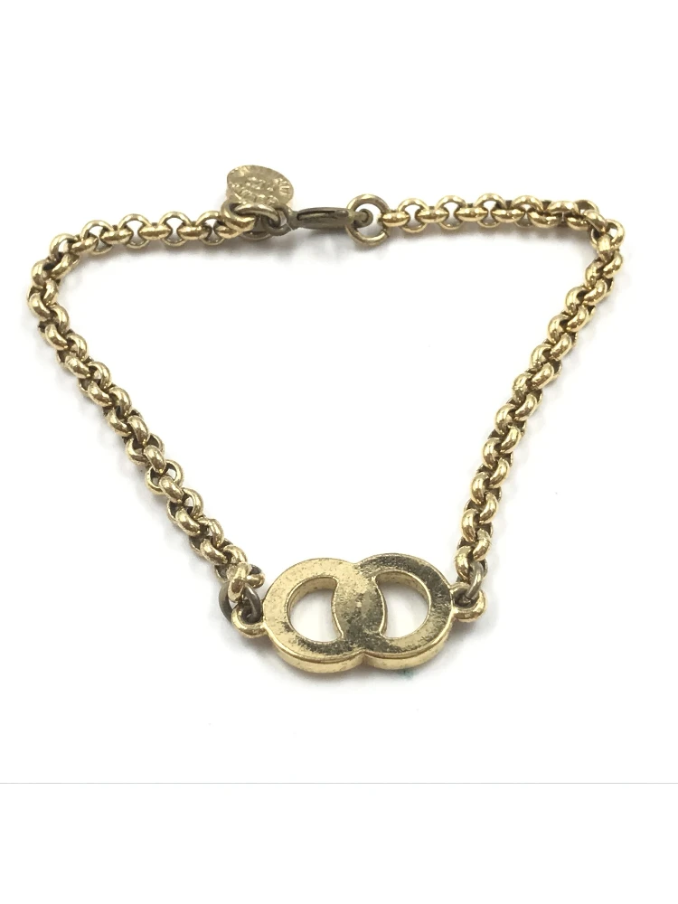 Gold Plated Chain Bracelet With Logo Charm