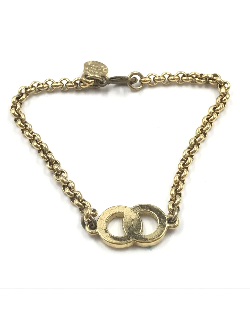 Gold Plated Chain Bracelet With Logo Charm