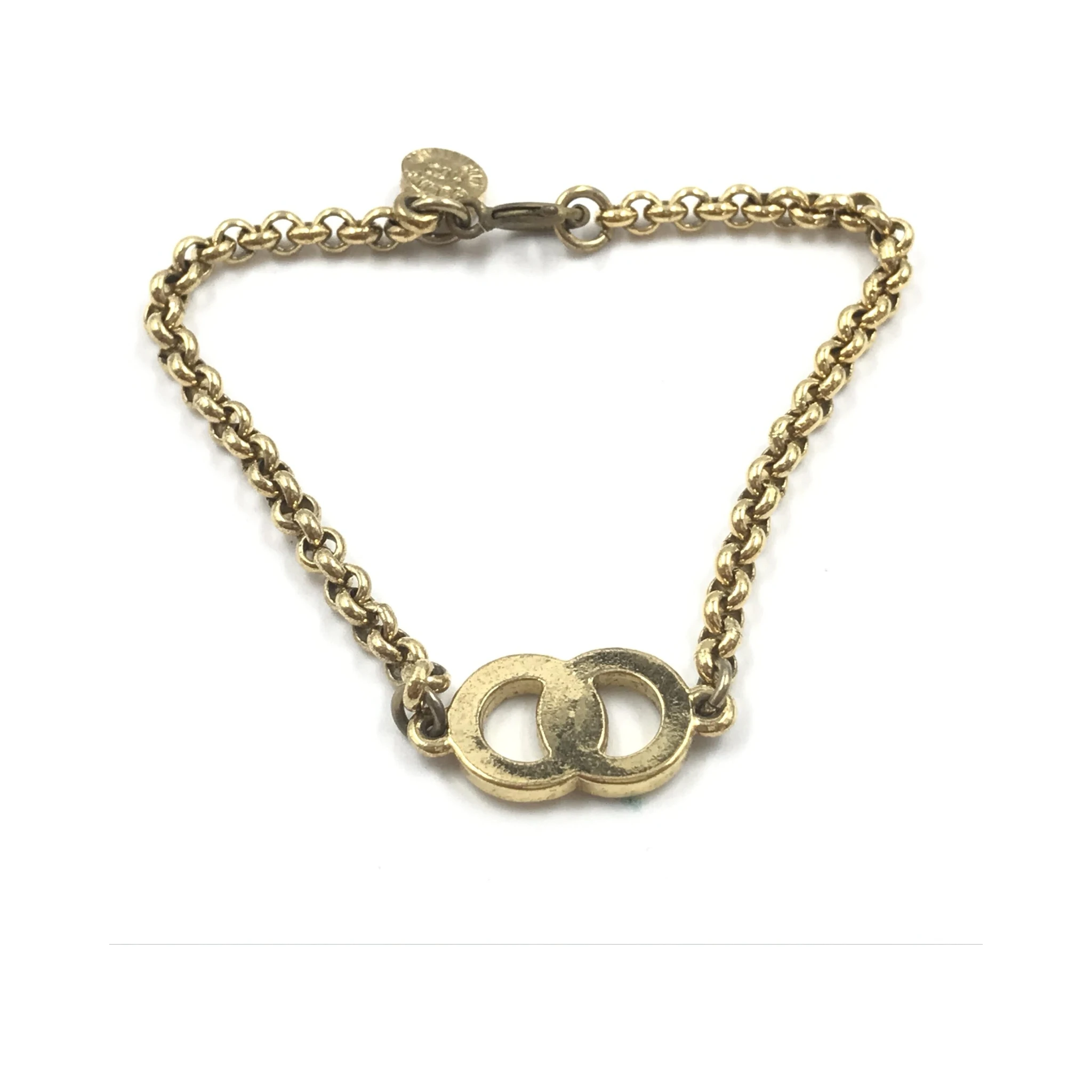 Gold Plated Chain Bracelet With Logo Charm