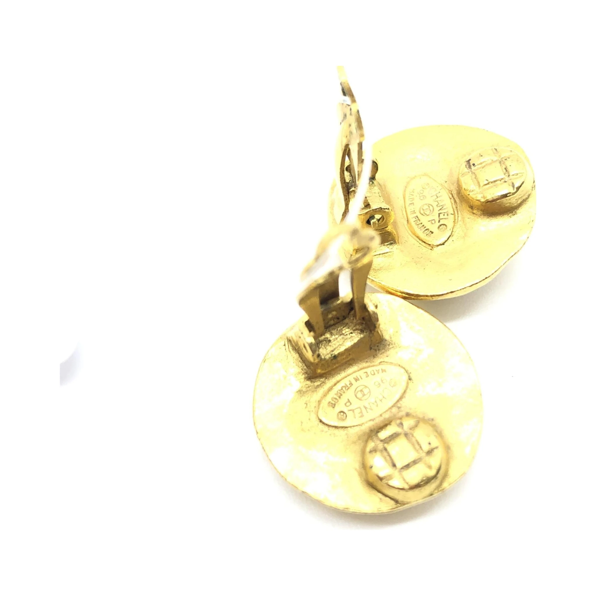 Gold Tone CC Clip-On Earrings