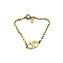 Gold Plated Chain Bracelet With Logo Charm