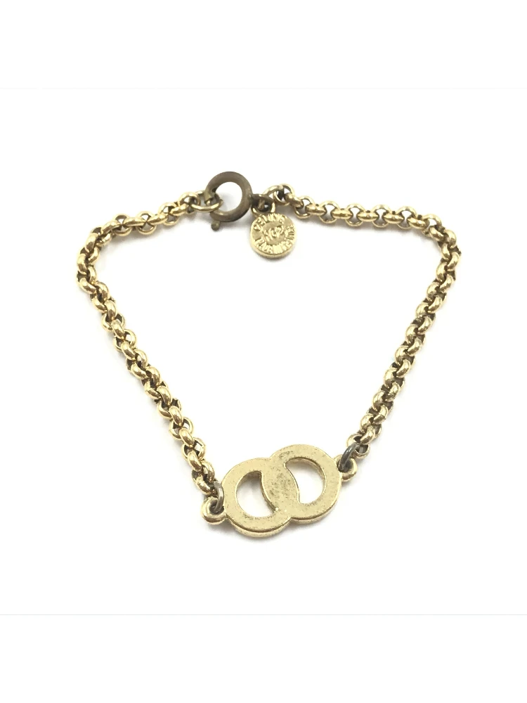 Gold Plated Chain Bracelet With Logo Charm alternative