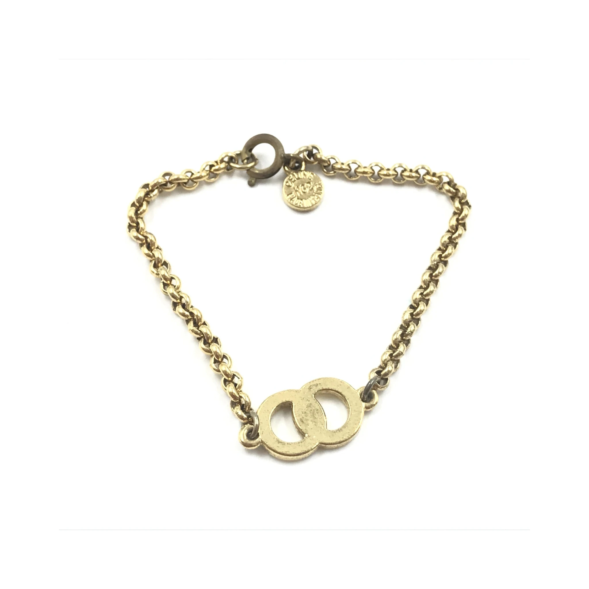 Gold Plated Chain Bracelet With Logo Charm