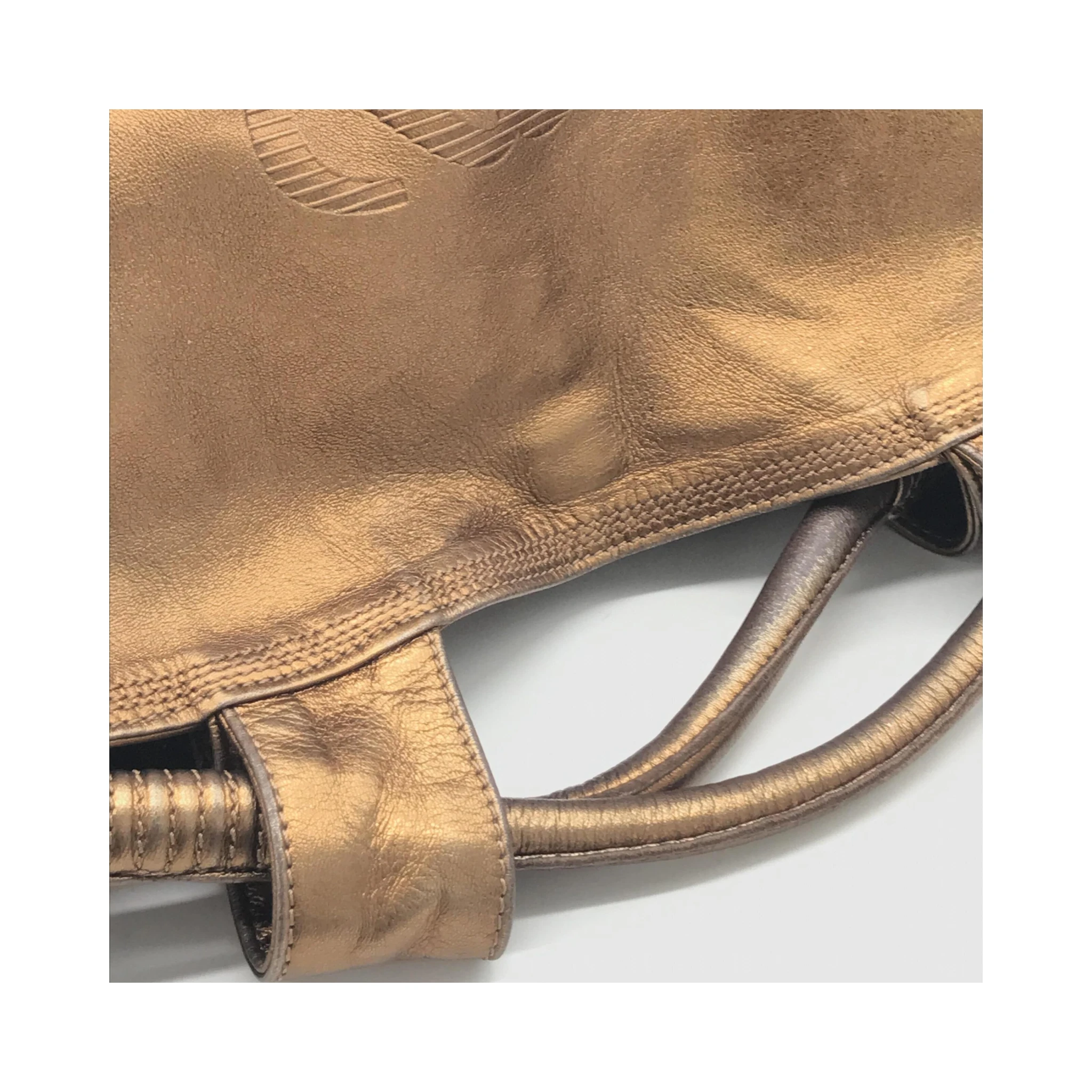 Metallic Bronze Nappa Aire Beige Shoulder Bag