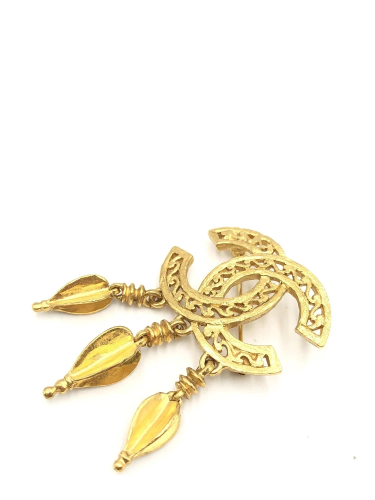 Gold Plated CC Logo Brooch