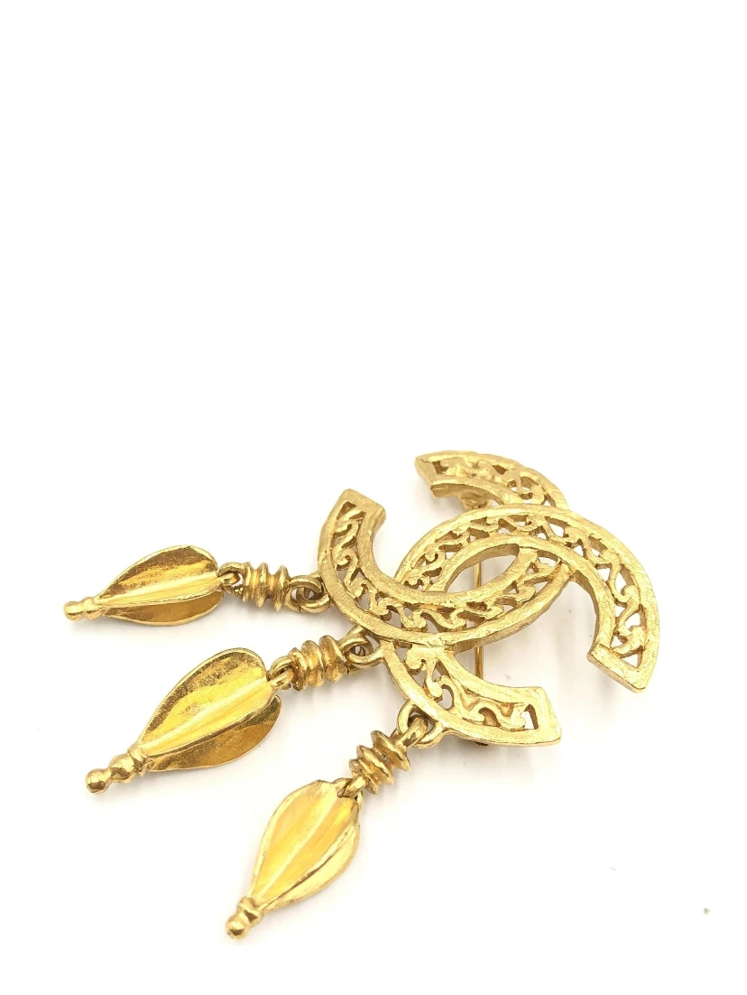 Gold Plated CC Logo Brooch