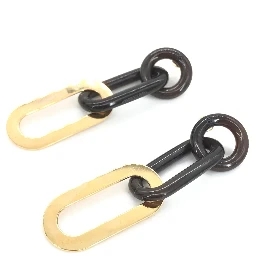 Gold Plated And Black Chain Link Earrings