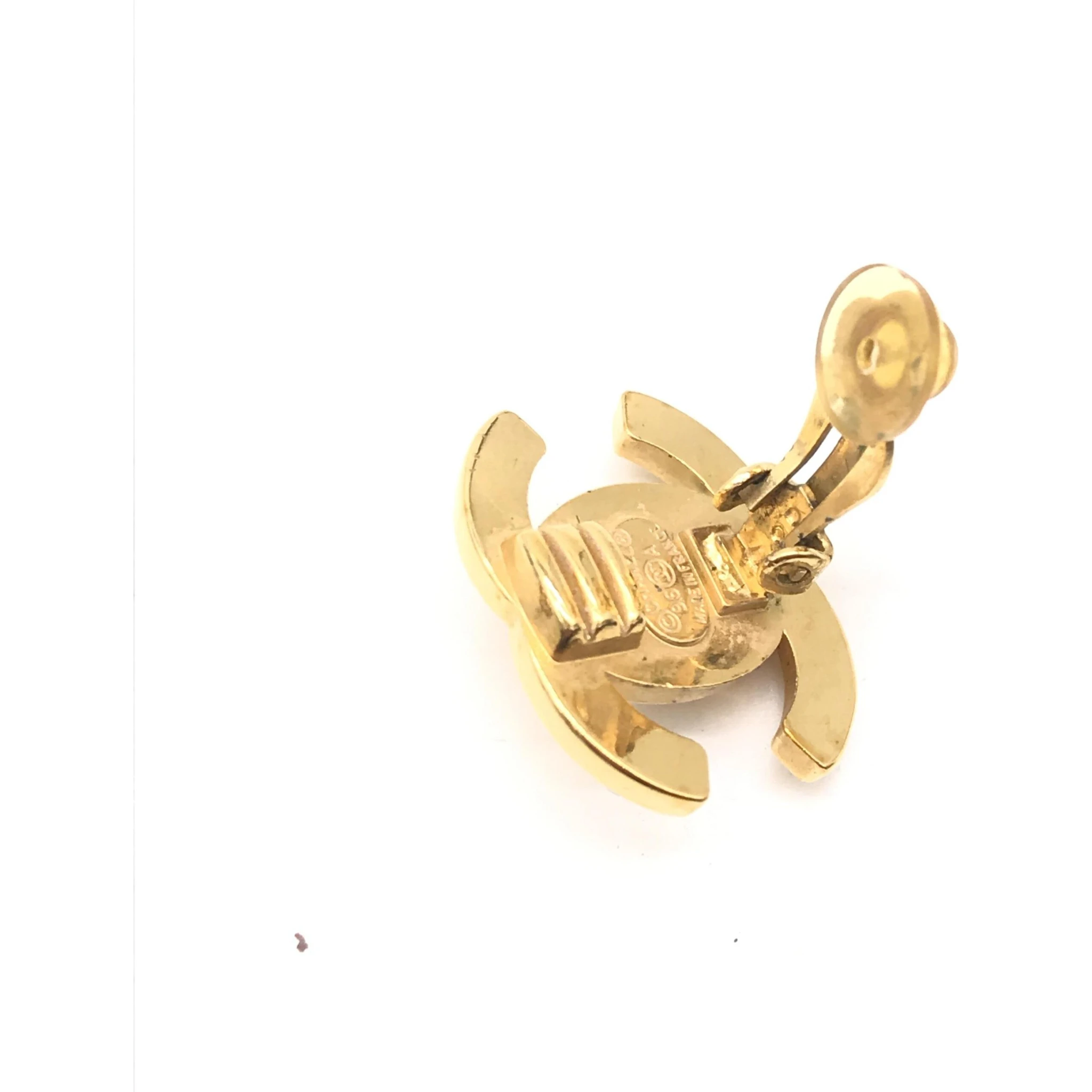 Gold PLated CC Turnlock Clip-On Earrings