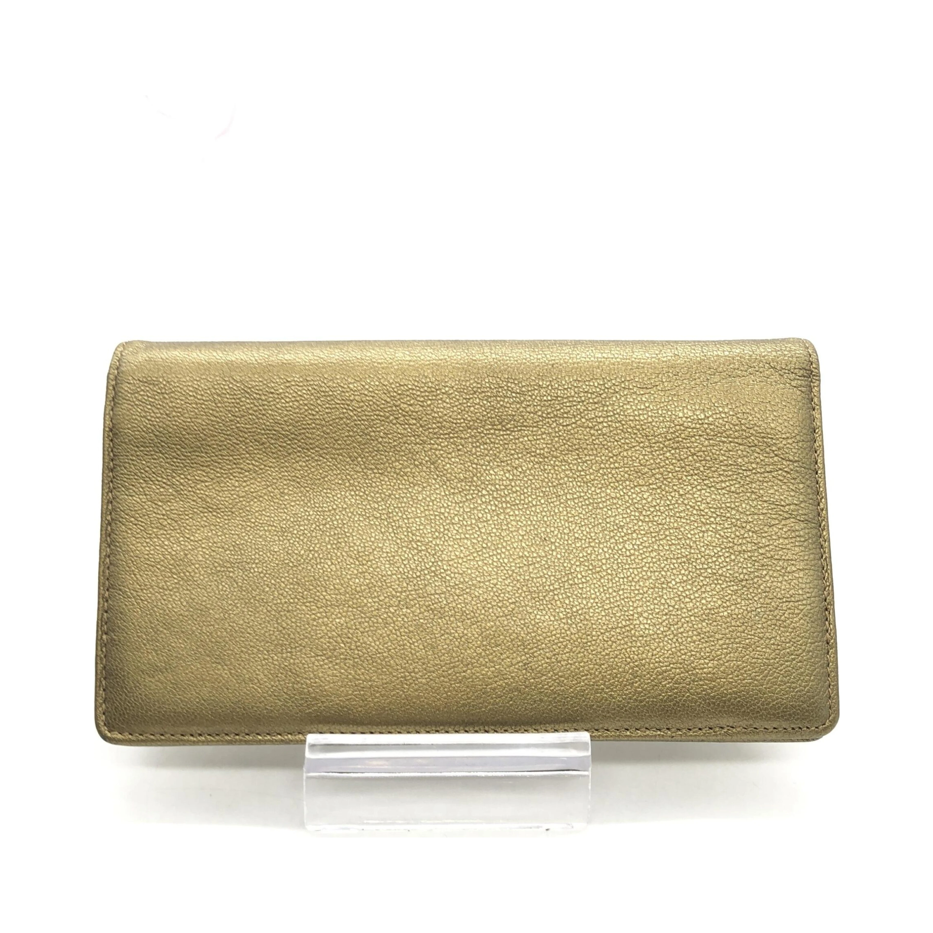Gold Tone Caviar Leather Bifold Wallet