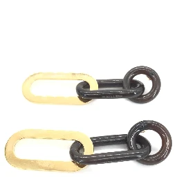 Gold Plated And Black Chain Link Earrings