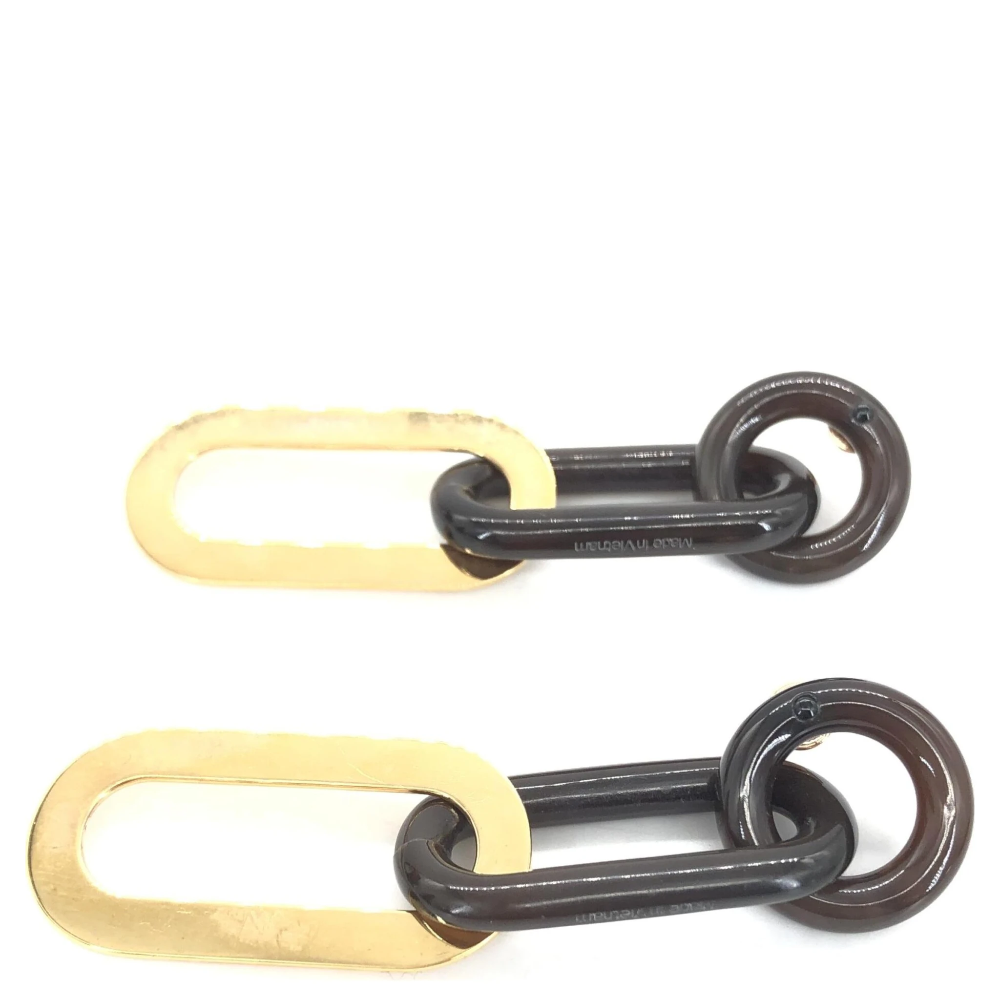 Gold Plated And Black Chain Link Earrings