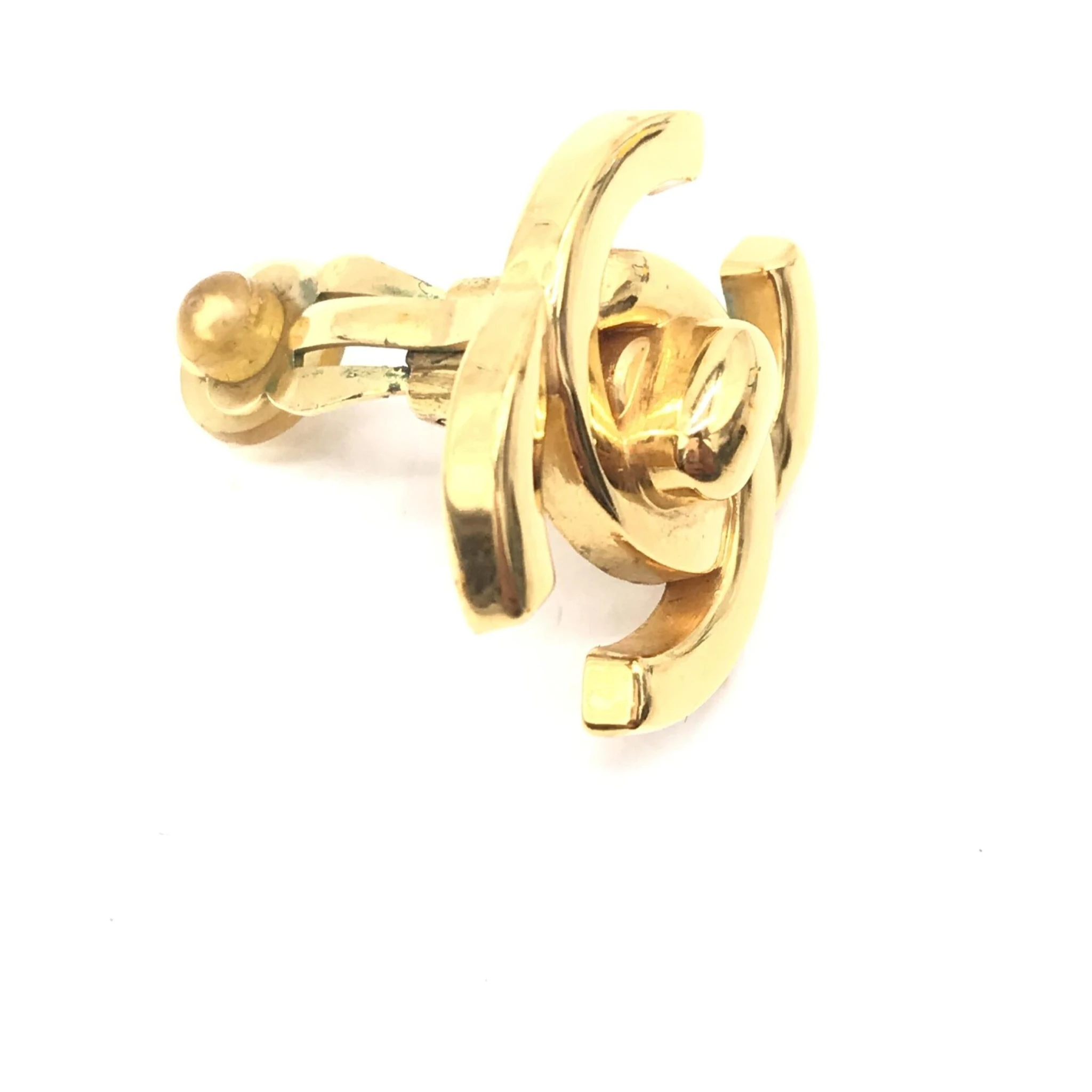 Gold PLated CC Turnlock Clip-On Earrings
