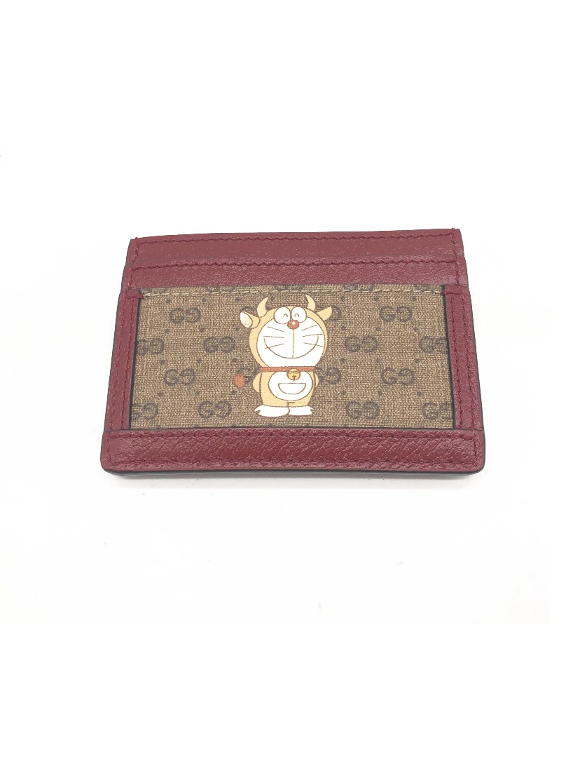 GG Supreme Card Case In Burgundy