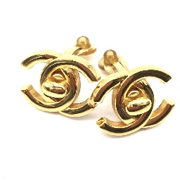 Gold PLated CC Turnlock Clip-On Earrings