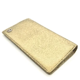 Gold Tone Caviar Leather Bifold Wallet