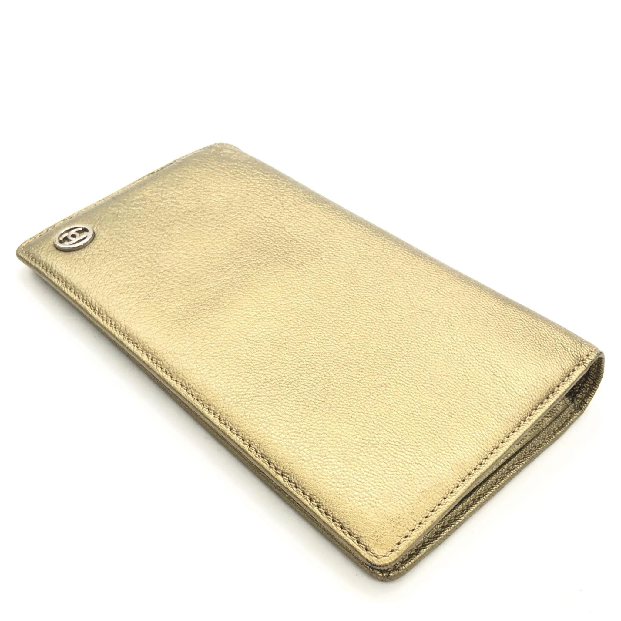 Gold Tone Caviar Leather Bifold Wallet