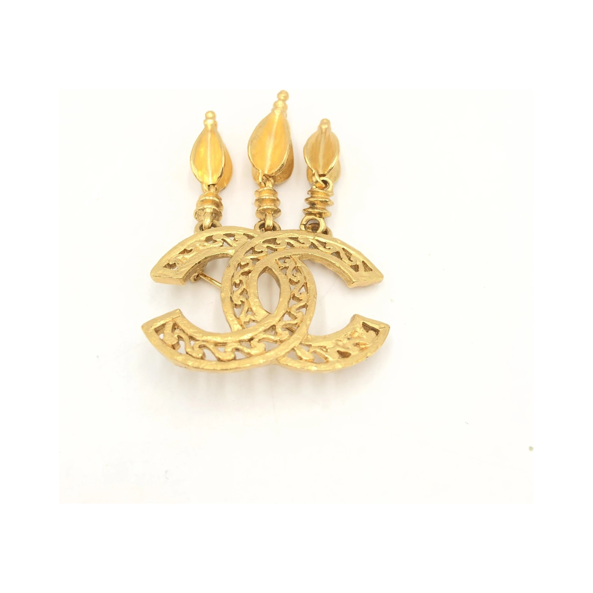 Gold Plated CC Logo Brooch