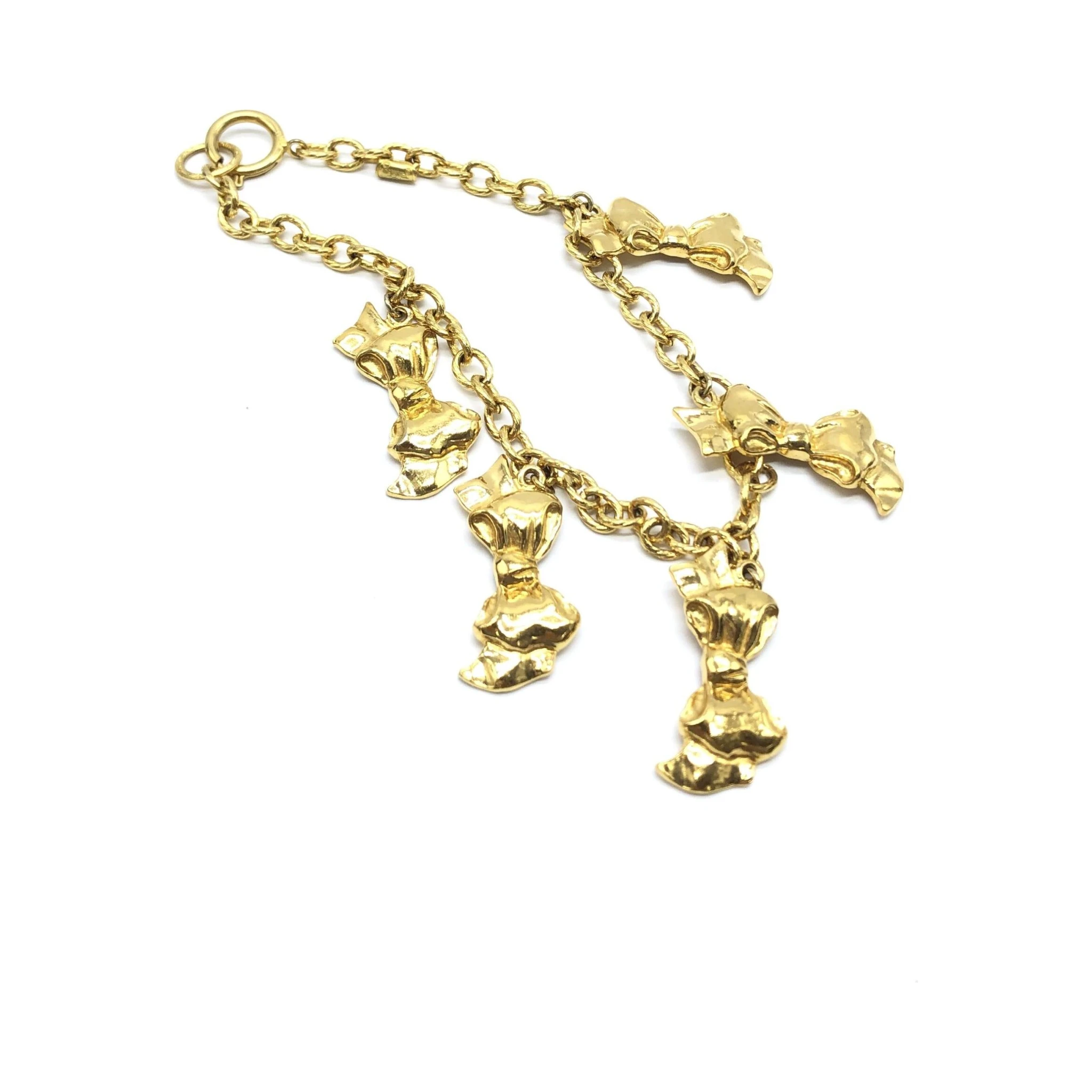 Gold Plated Chain Necklace With Bow Charms